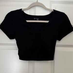 Black V-Neck Aerie Offline Crop Top